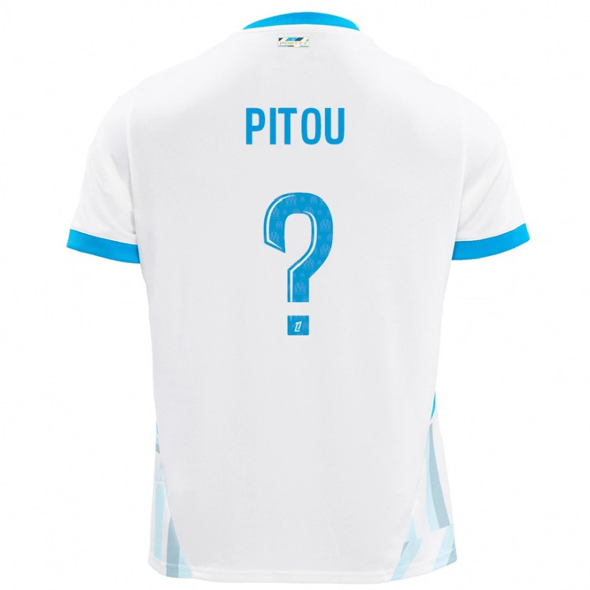 Danxen Donna Maglia Jonathan Pitou #0 Bianco Azzurro Kit Gara Home 2024/25 Maglietta