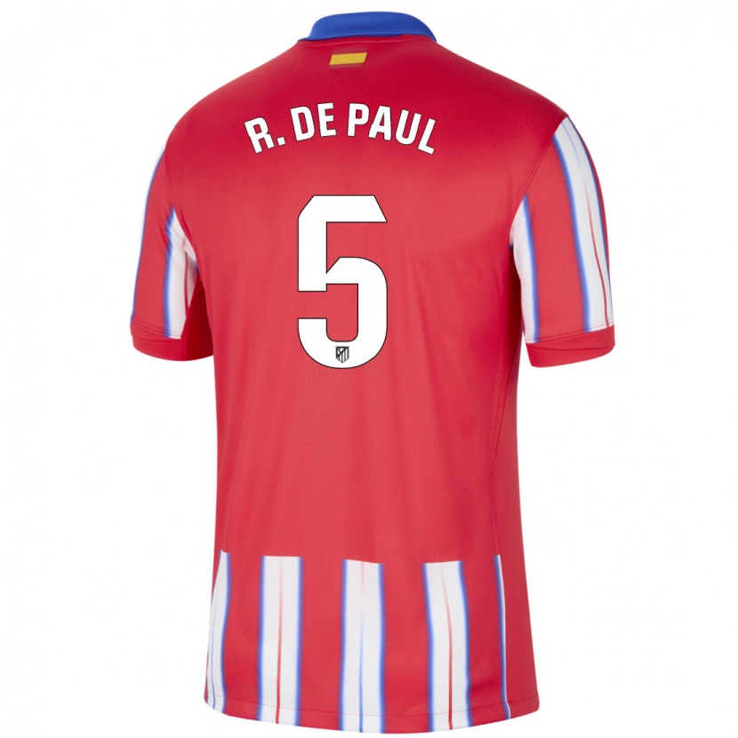 Danxen Donna Maglia Rodrigo De Paul #5 Rosso Bianco Blu Kit Gara Home 2024/25 Maglietta