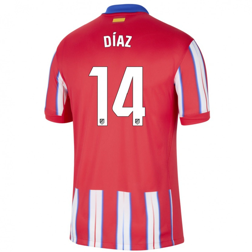 Danxen Donna Maglia Javier Díaz #14 Rosso Bianco Blu Kit Gara Home 2024/25 Maglietta