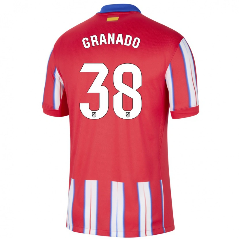 Danxen Donna Maglia Adrian Granado #38 Rosso Bianco Blu Kit Gara Home 2024/25 Maglietta