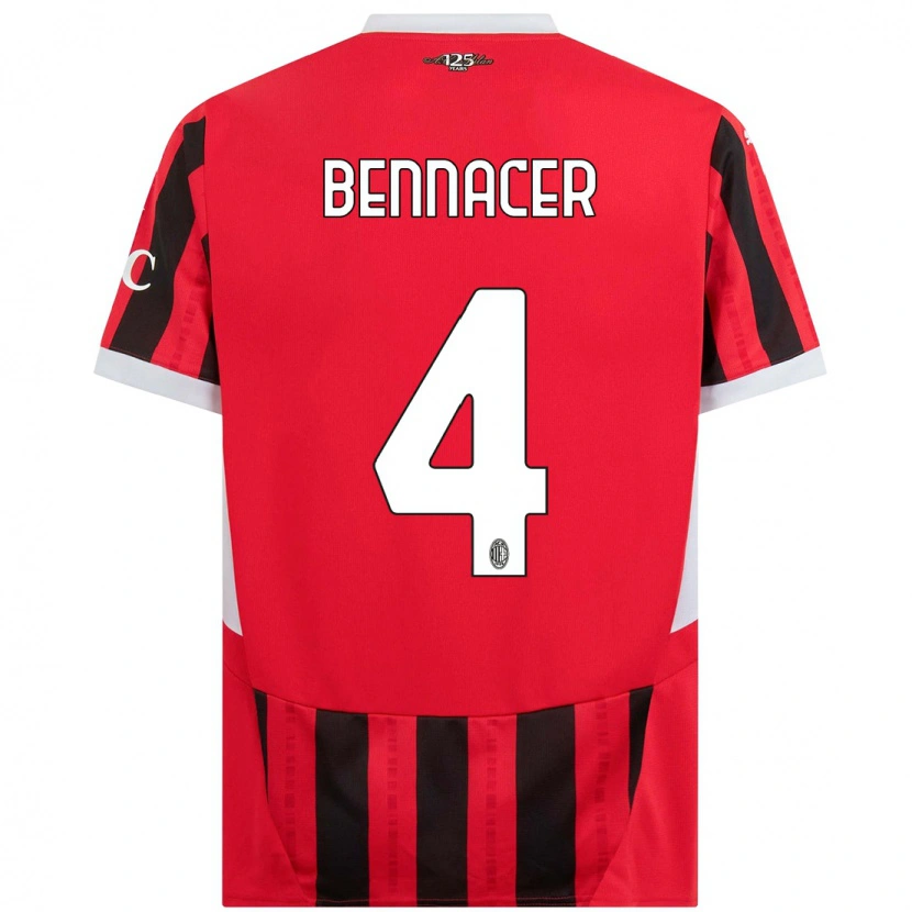 Danxen Donna Maglia Ismaël Bennacer #4 Rosso Nero Kit Gara Home 2024/25 Maglietta