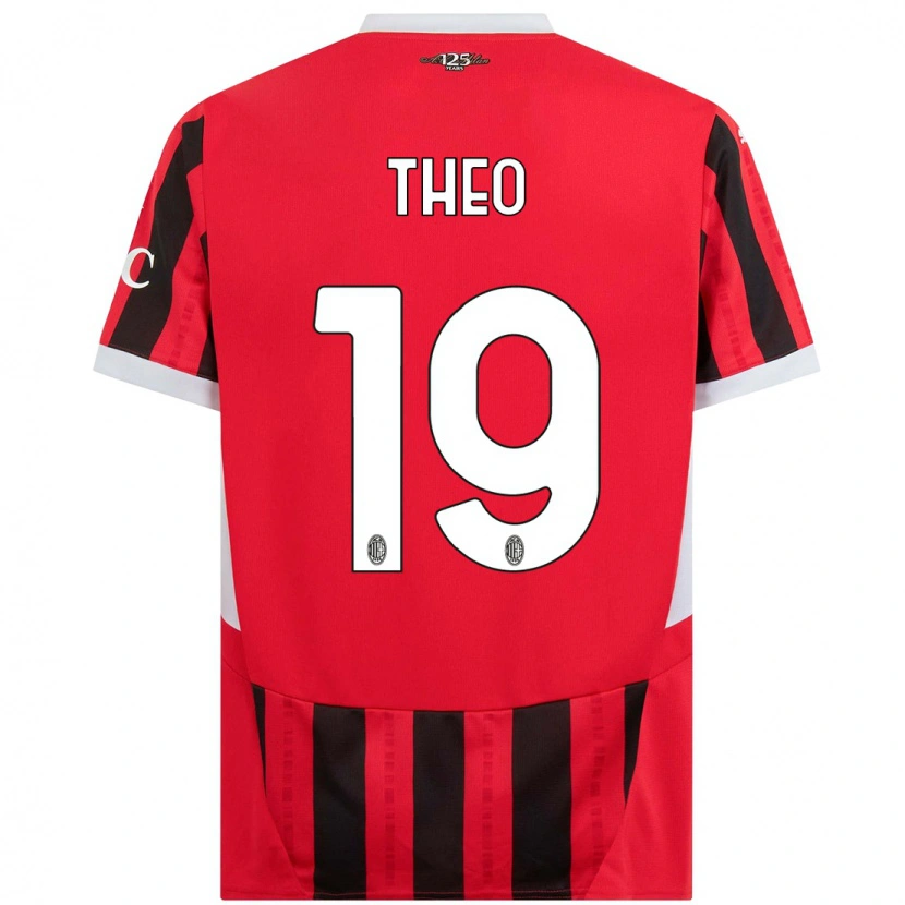 Danxen Donna Maglia Theo Hernández #19 Rosso Nero Kit Gara Home 2024/25 Maglietta