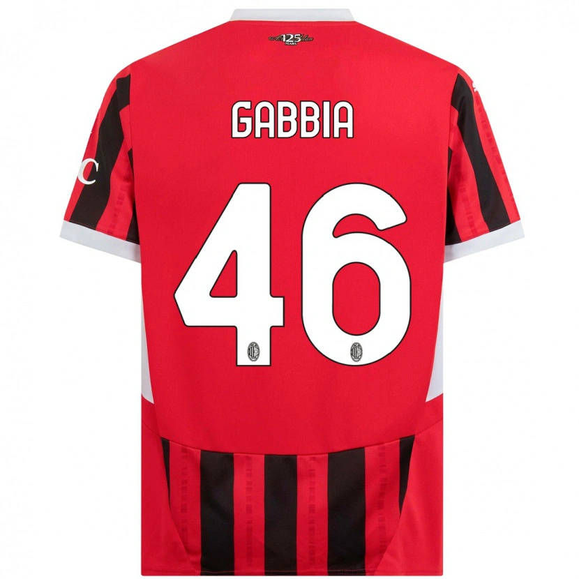 Danxen Donna Maglia Matteo Gabbia #46 Rosso Nero Kit Gara Home 2024/25 Maglietta