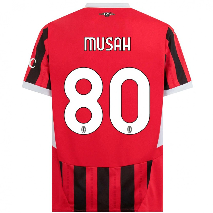 Danxen Donna Maglia Yunus Musah #80 Rosso Nero Kit Gara Home 2024/25 Maglietta