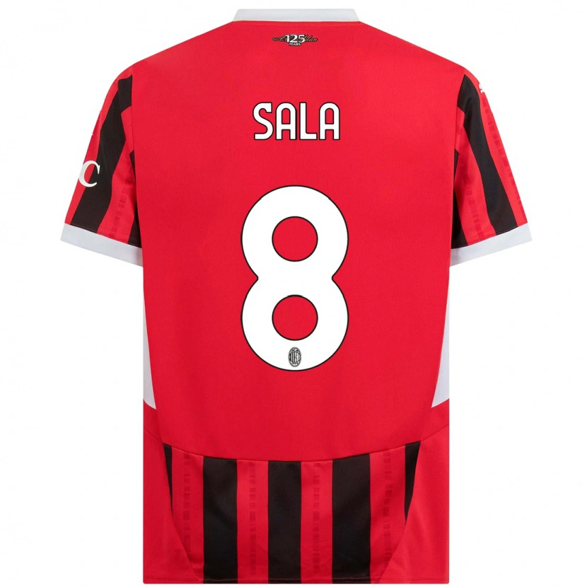 Danxen Donna Maglia Emanuele Sala #8 Rosso Nero Kit Gara Home 2024/25 Maglietta