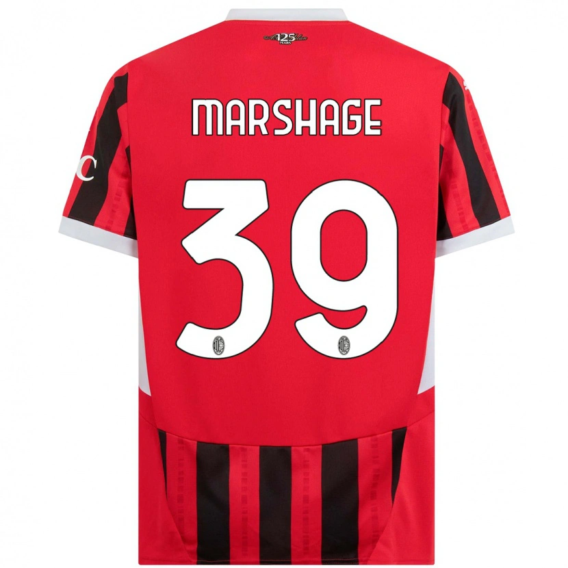 Danxen Donna Maglia Wilgot Marshage #39 Rosso Nero Kit Gara Home 2024/25 Maglietta