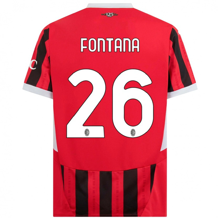 Danxen Donna Maglia Francesco Fontana #26 Rosso Nero Kit Gara Home 2024/25 Maglietta