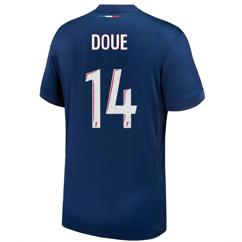 Danxen Donna Maglia Désiré Doué #14 Blu Navy Bianco Kit Gara Home 2024/25 Maglietta