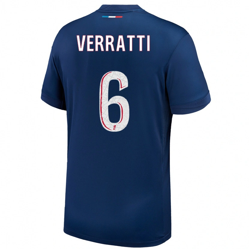 Danxen Donna Maglia Marco Verratti #6 Blu Navy Bianco Kit Gara Home 2024/25 Maglietta