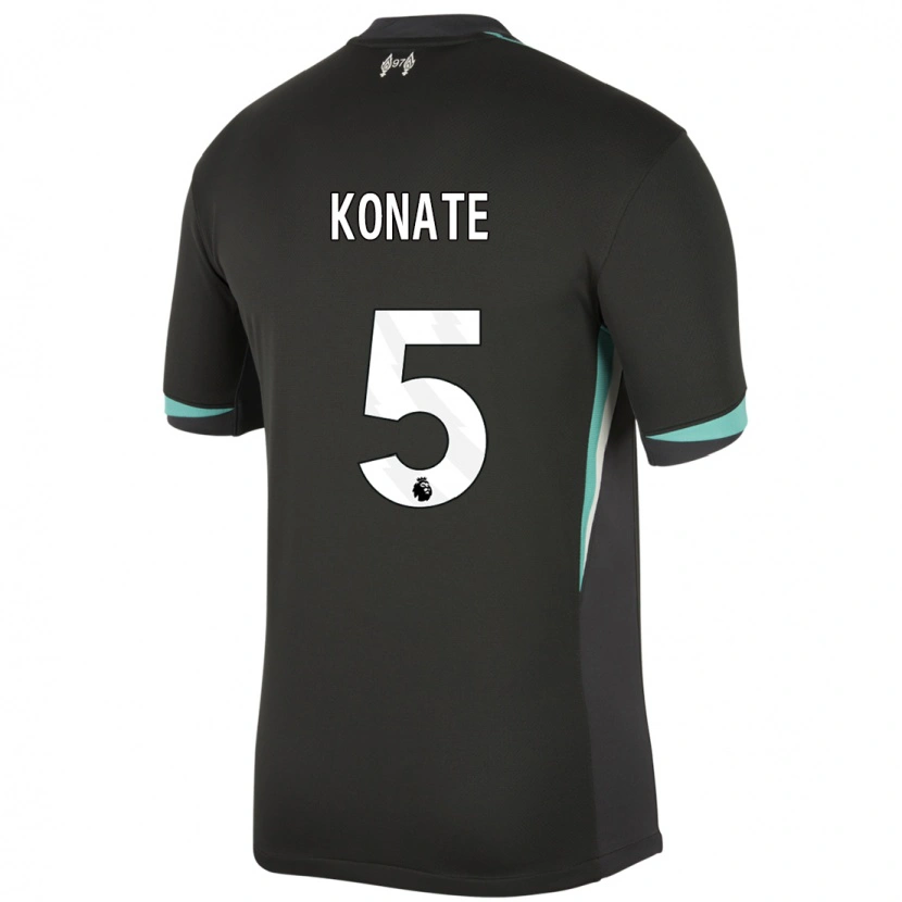 Danxen Donna Maglia Ibrahima Konaté #5 Nero Antracite Bianco Kit Gara Away 2024/25 Maglietta