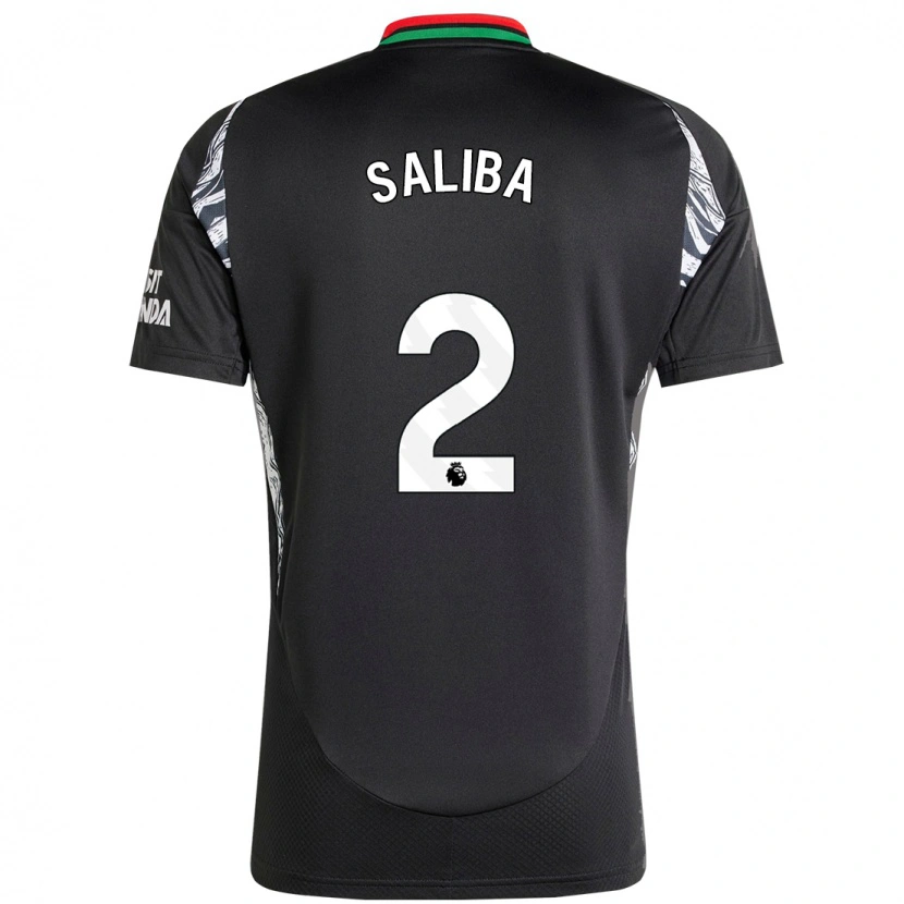 Danxen Donna Maglia William Saliba #2 Nero Kit Gara Away 2024/25 Maglietta