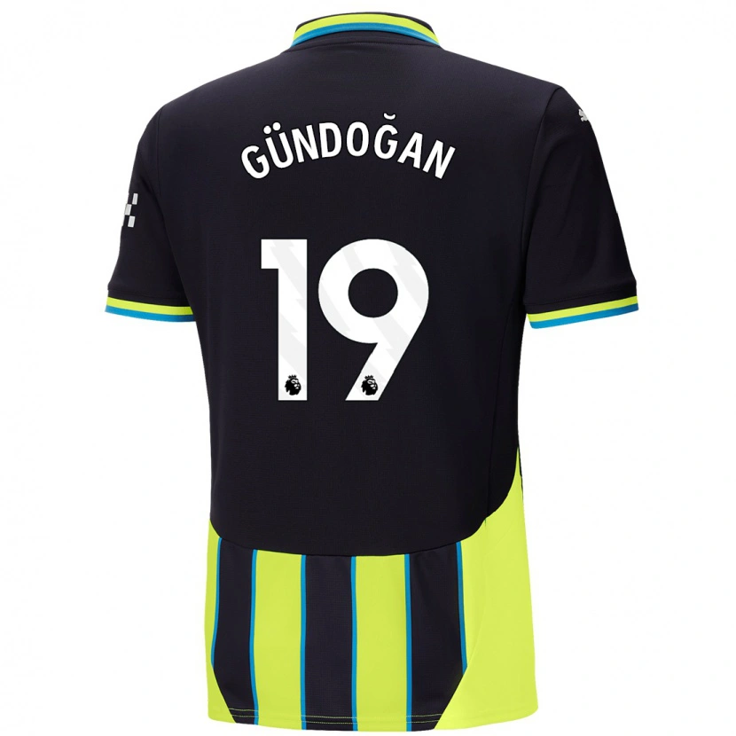 Danxen Donna Maglia İlkay Gündoğan #19 Blu Giallo Kit Gara Away 2024/25 Maglietta