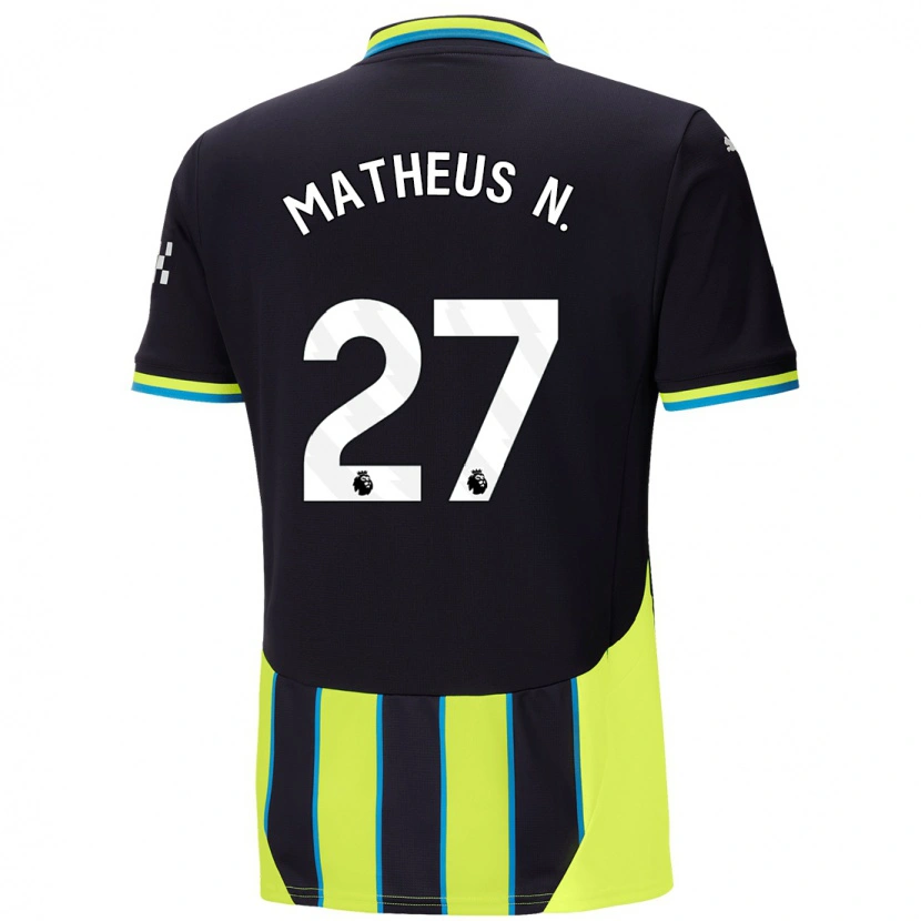 Danxen Donna Maglia Matheus Nunes #27 Blu Giallo Kit Gara Away 2024/25 Maglietta