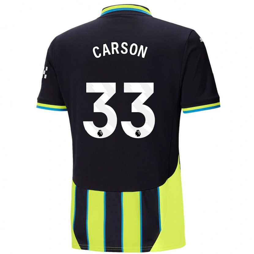Danxen Donna Maglia Scott Carson #33 Blu Giallo Kit Gara Away 2024/25 Maglietta