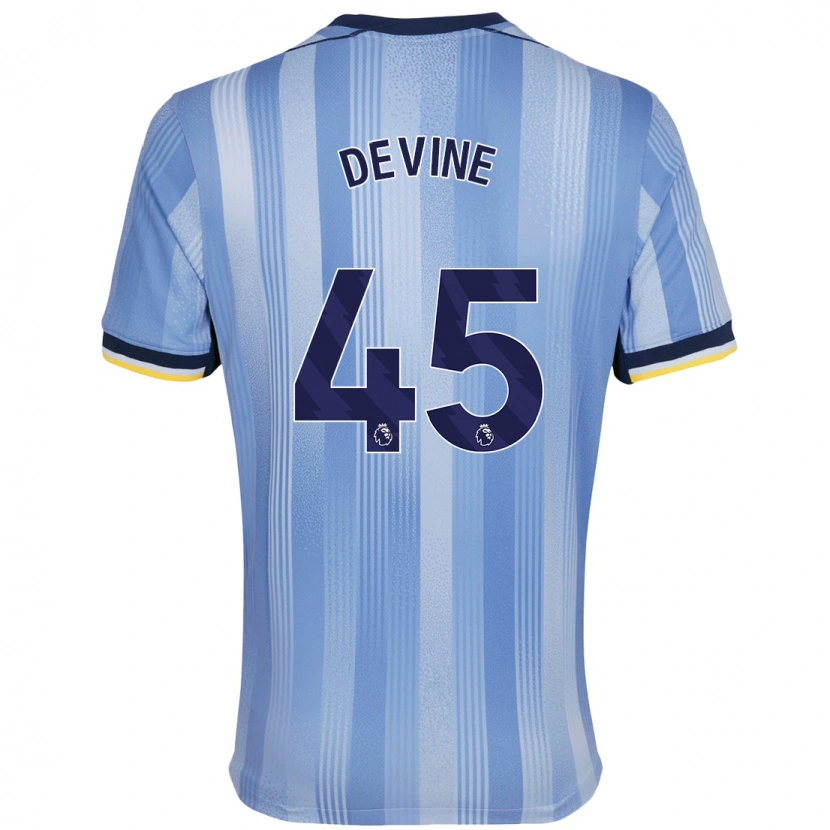 Danxen Donna Maglia Alfie Devine #45 Azzurro Chiaro Kit Gara Away 2024/25 Maglietta