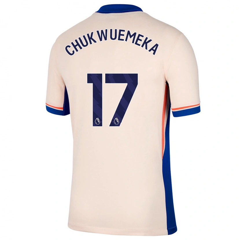 Danxen Donna Maglia Carney Chukwuemeka #17 Beige Chiaro Kit Gara Away 2024/25 Maglietta