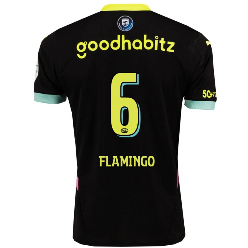 Danxen Donna Maglia Ryan Flamingo #6 Nero Giallo Kit Gara Away 2024/25 Maglietta