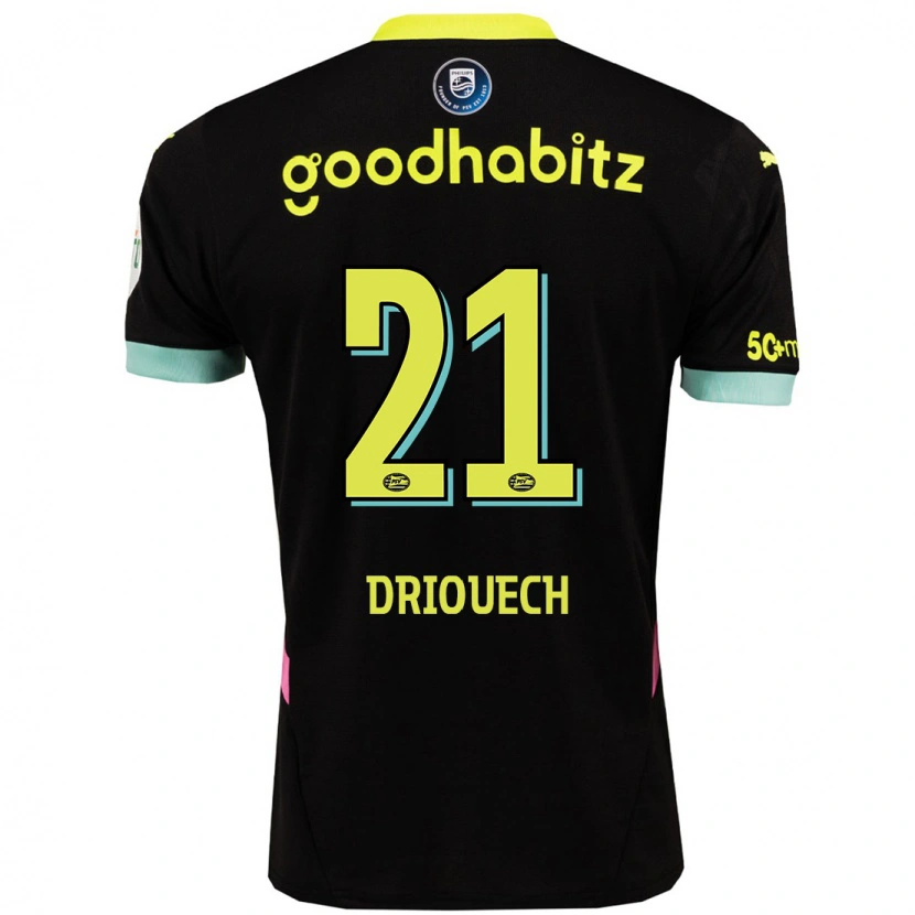 Danxen Donna Maglia Couhaib Driouech #21 Nero Giallo Kit Gara Away 2024/25 Maglietta