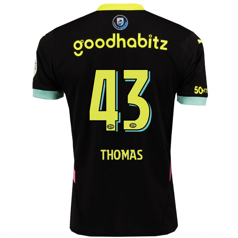 Danxen Donna Maglia Kealyn Thomas #43 Nero Giallo Kit Gara Away 2024/25 Maglietta