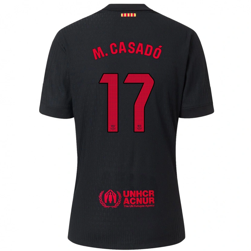 Danxen Donna Maglia Marc Casadó #17 Nero Rosso Kit Gara Away 2024/25 Maglietta