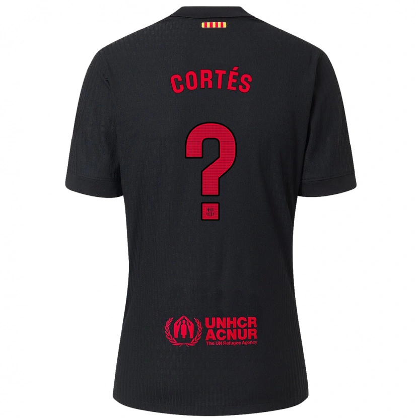 Danxen Donna Maglia Álvaro Cortés #0 Nero Rosso Kit Gara Away 2024/25 Maglietta