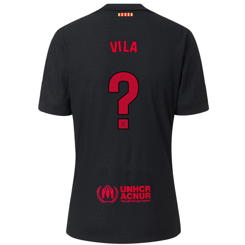 Danxen Donna Maglia Manu Vila #0 Nero Rosso Kit Gara Away 2024/25 Maglietta