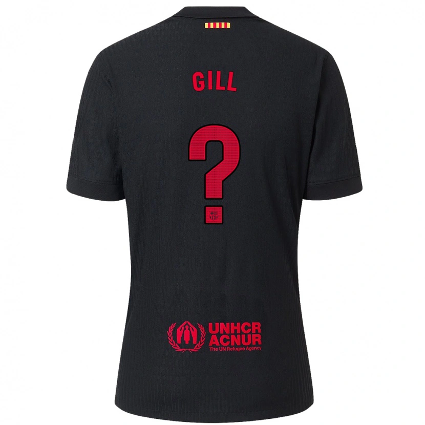 Danxen Donna Maglia Adrian Gill #0 Nero Rosso Kit Gara Away 2024/25 Maglietta