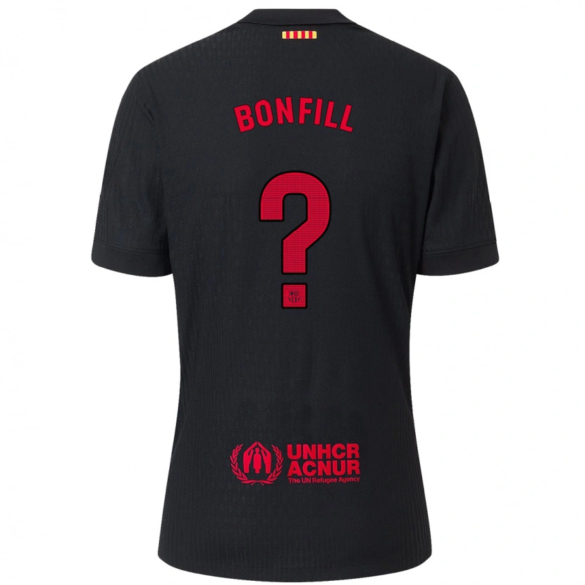 Danxen Donna Maglia Max Bonfill #0 Nero Rosso Kit Gara Away 2024/25 Maglietta