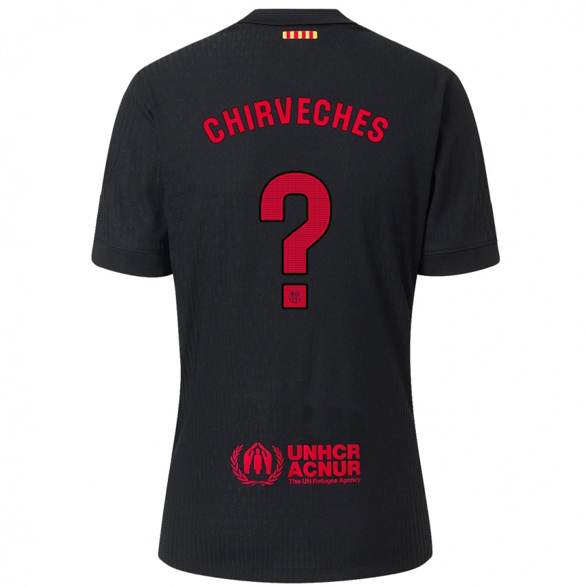 Danxen Donna Maglia Raúl Chirveches #0 Nero Rosso Kit Gara Away 2024/25 Maglietta