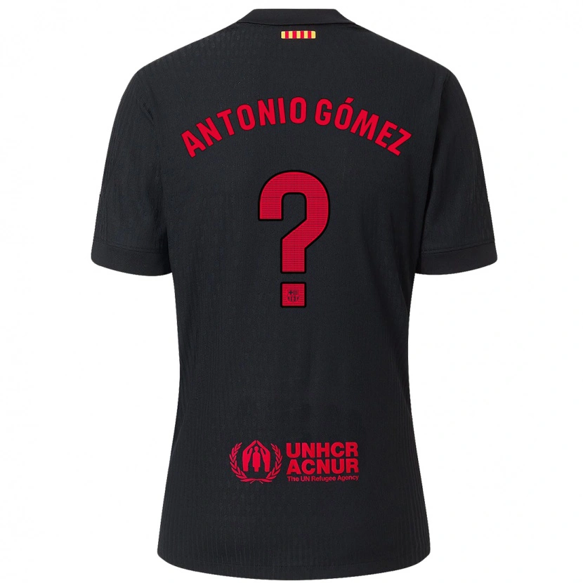 Danxen Donna Maglia Antonio Gómez #0 Nero Rosso Kit Gara Away 2024/25 Maglietta