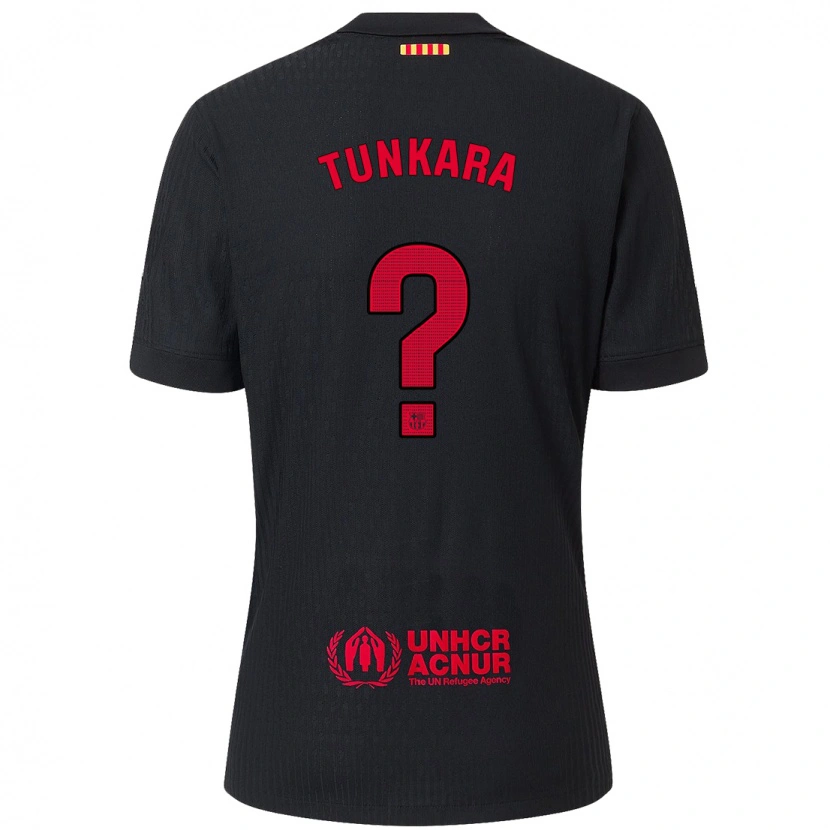 Danxen Donna Maglia Ebrima Tunkara #0 Nero Rosso Kit Gara Away 2024/25 Maglietta