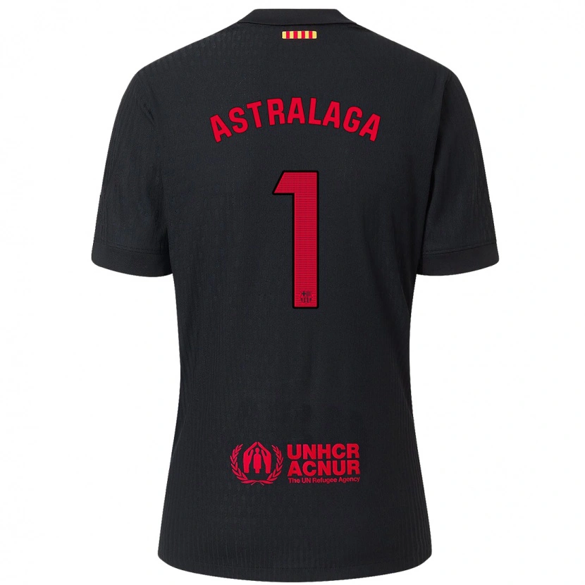Danxen Donna Maglia Ander Astralaga #1 Nero Rosso Kit Gara Away 2024/25 Maglietta