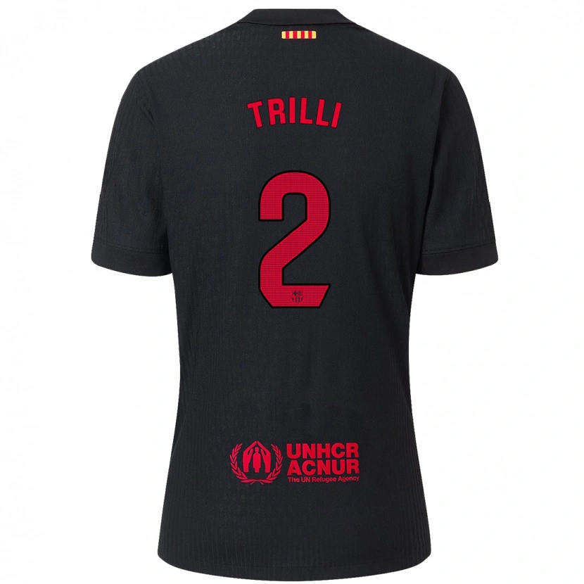 Danxen Donna Maglia Trilli #2 Nero Rosso Kit Gara Away 2024/25 Maglietta