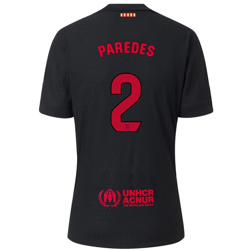 Danxen Donna Maglia Irene Paredes #2 Nero Rosso Kit Gara Away 2024/25 Maglietta