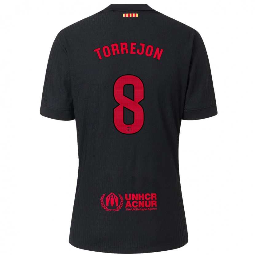 Danxen Donna Maglia Marta Torrejón #8 Nero Rosso Kit Gara Away 2024/25 Maglietta
