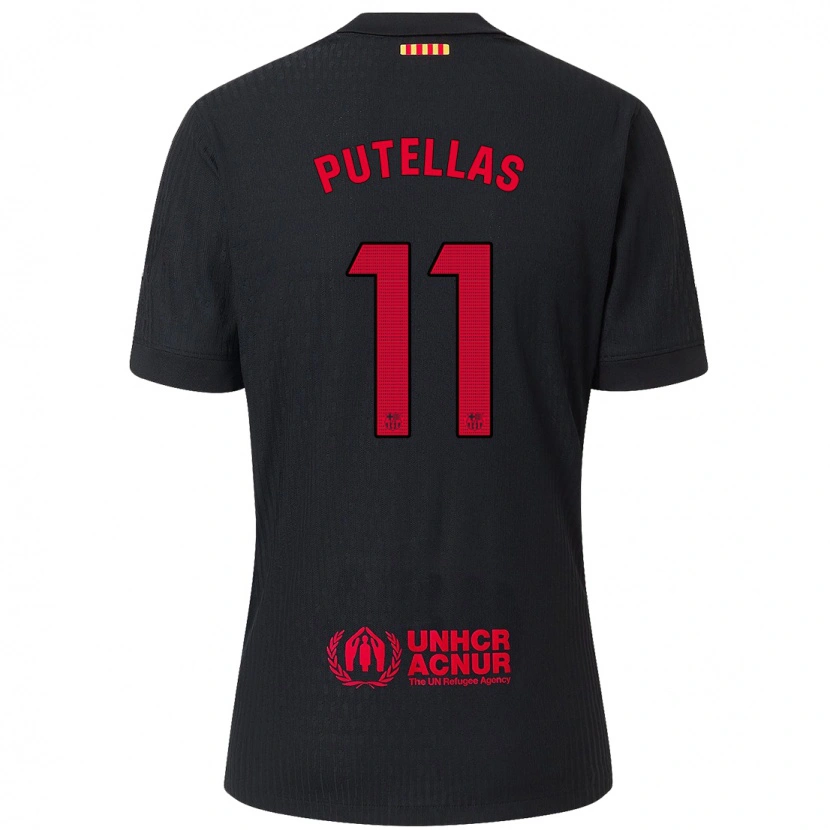 Danxen Donna Maglia Alexia Putellas #11 Nero Rosso Kit Gara Away 2024/25 Maglietta