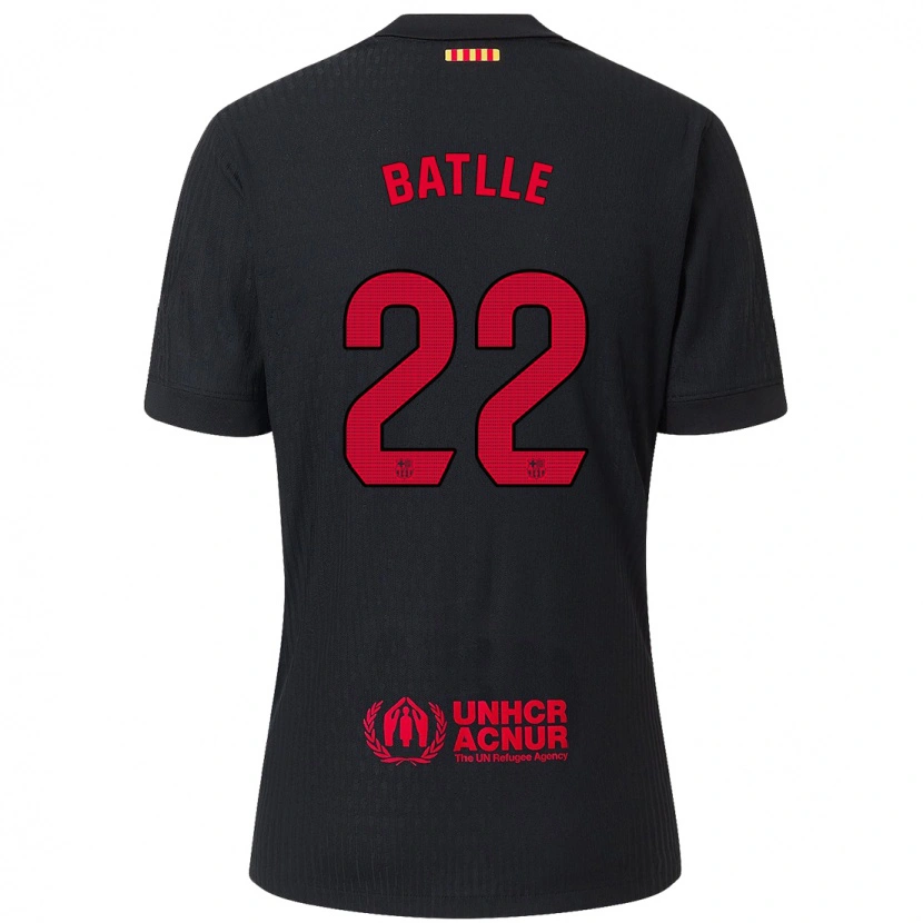 Danxen Donna Maglia Ona Batlle #22 Nero Rosso Kit Gara Away 2024/25 Maglietta