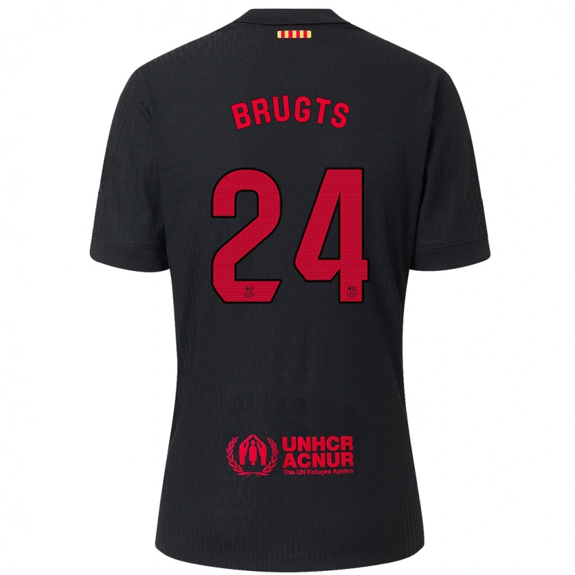 Danxen Donna Maglia Esmee Brugts #24 Nero Rosso Kit Gara Away 2024/25 Maglietta