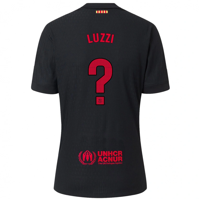 Danxen Donna Maglia Fabian Luzzi #0 Nero Rosso Kit Gara Away 2024/25 Maglietta