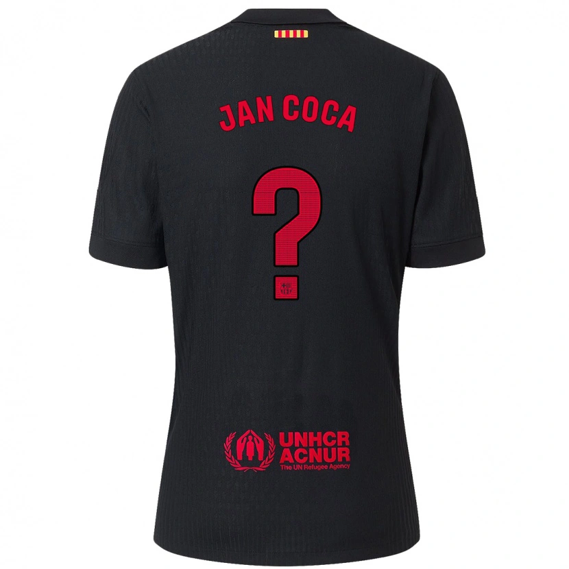 Danxen Donna Maglia Jan Coca #0 Nero Rosso Kit Gara Away 2024/25 Maglietta