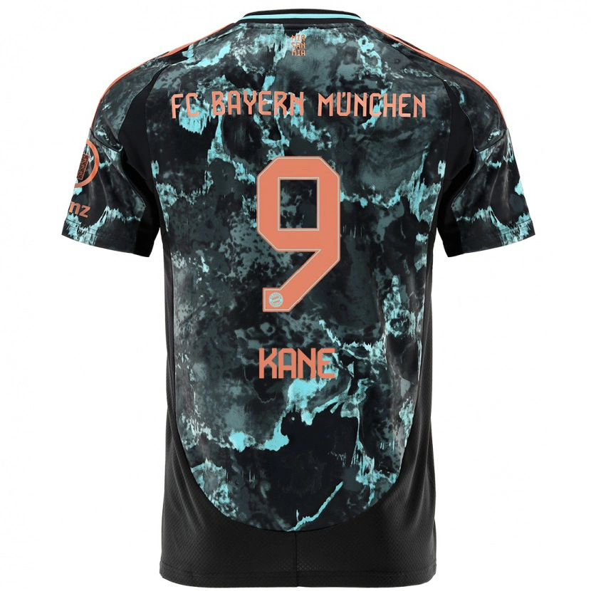 Danxen Donna Maglia Harry Kane #9 Nero Kit Gara Away 2024/25 Maglietta