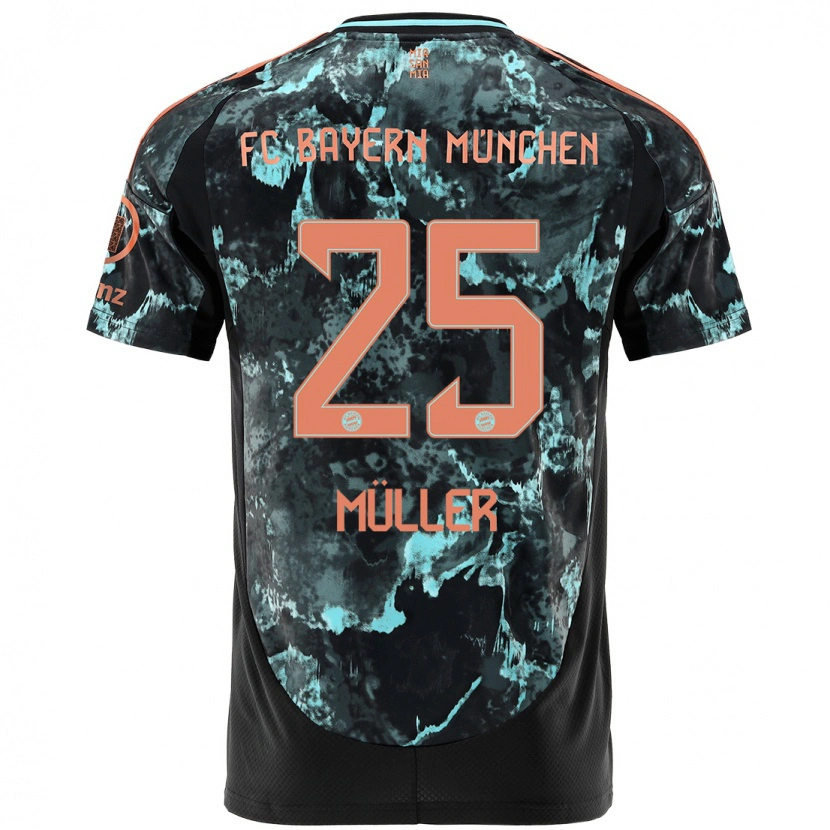 Danxen Donna Maglia Thomas Müller #25 Nero Kit Gara Away 2024/25 Maglietta