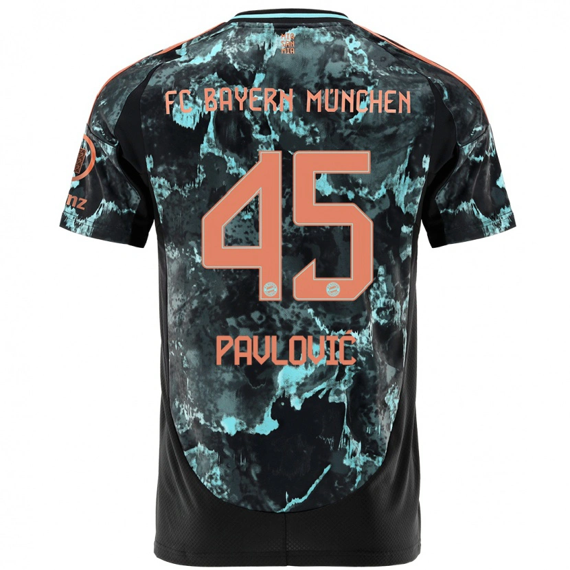 Danxen Donna Maglia Aleksandar Pavlovic #45 Nero Kit Gara Away 2024/25 Maglietta