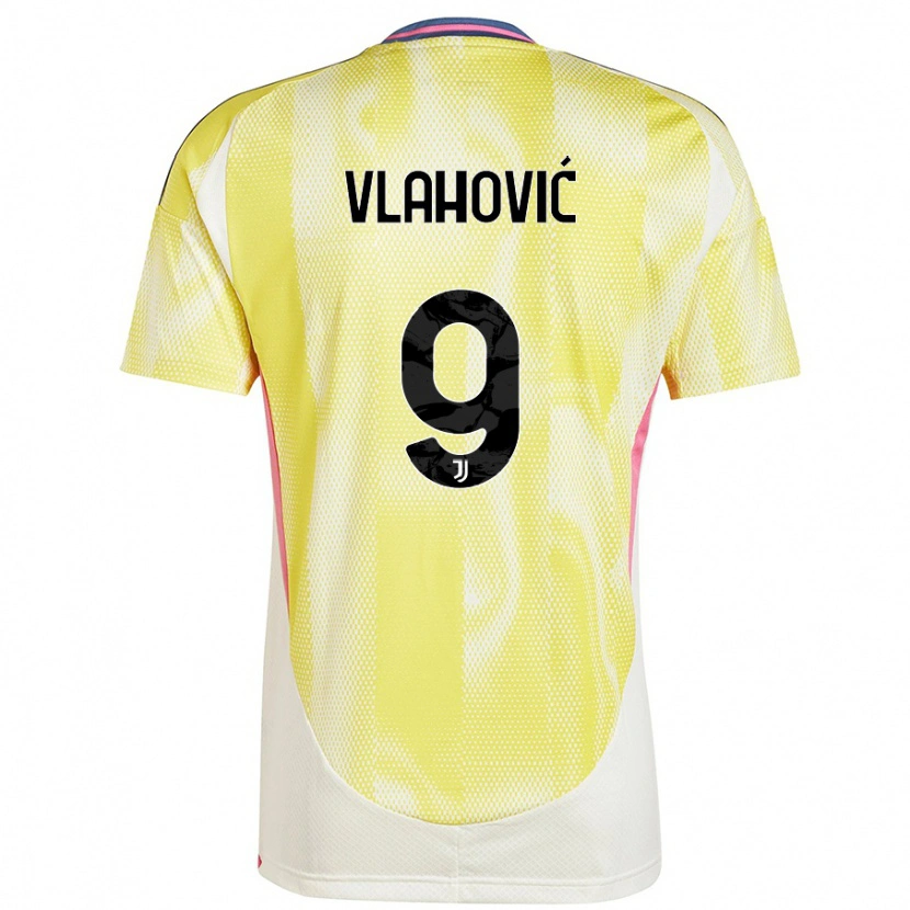 Danxen Donna Maglia Dušan Vlahović #9 Giallo Solare Kit Gara Away 2024/25 Maglietta