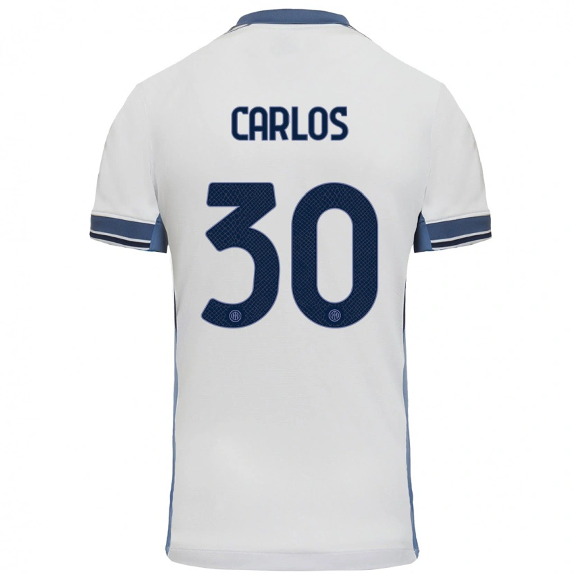 Danxen Donna Maglia Carlos Augusto #30 Bianco Grigio Kit Gara Away 2024/25 Maglietta