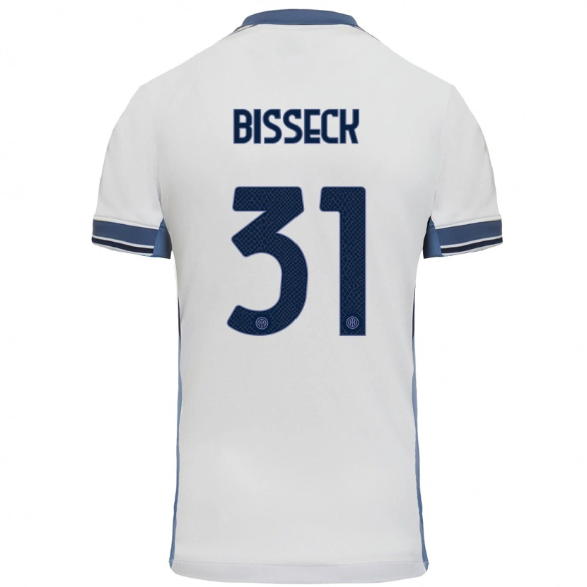 Danxen Donna Maglia Yann Bisseck #31 Bianco Grigio Kit Gara Away 2024/25 Maglietta