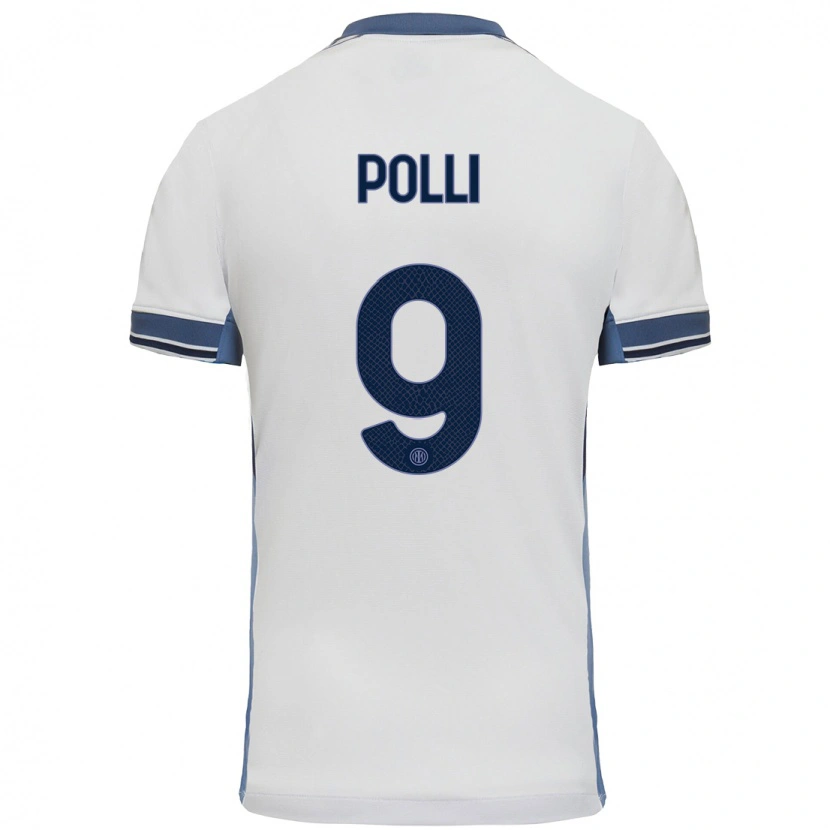 Danxen Donna Maglia Elisa Polli #9 Bianco Grigio Kit Gara Away 2024/25 Maglietta