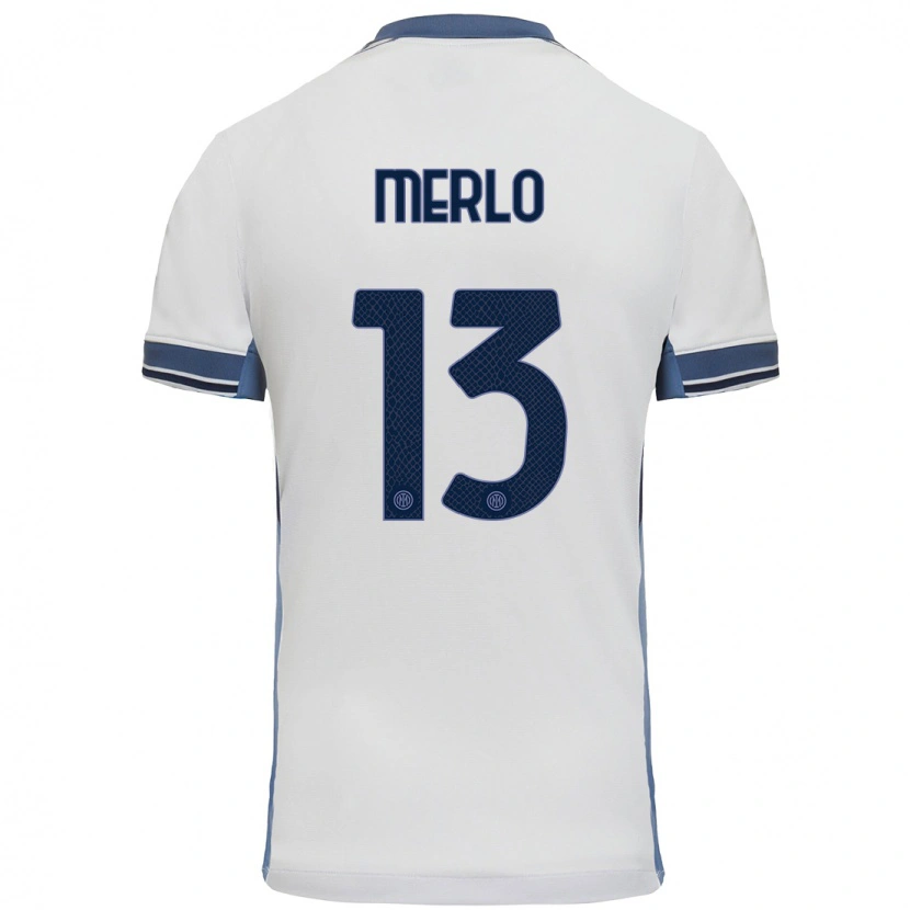 Danxen Donna Maglia Beatrice Merlo #13 Bianco Grigio Kit Gara Away 2024/25 Maglietta