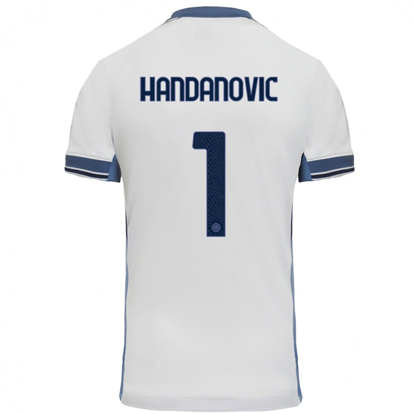 Danxen Donna Maglia Samir Handanovic #1 Bianco Grigio Kit Gara Away 2024/25 Maglietta