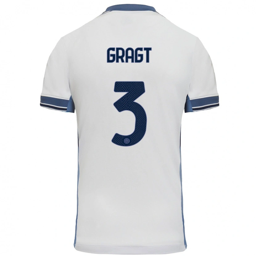 Danxen Donna Maglia Stefanie Van Der Gragt #3 Bianco Grigio Kit Gara Away 2024/25 Maglietta